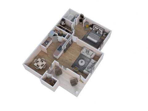 Floor plan for 1 bed, 1 bath, 840 sqft